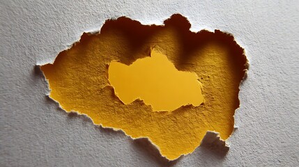 Torn Gray Paper Revealing Bright Yellow Background