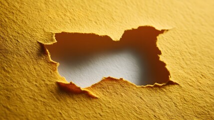 Torn Yellow Paper Reveals White Background Abstract Texture and Design Element