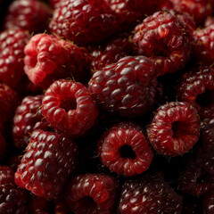 Close-Up Texture of Fresh Ripe Raspberries