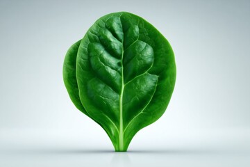 Obraz premium single spinach leaf closeup, green spinach isolated, concept freshness nutrition