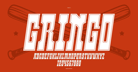 Massive serif italic font in American style, wild west saloon and western vector typography for logo creation, bold typeface in vintage America style, display font for posters and headlines.