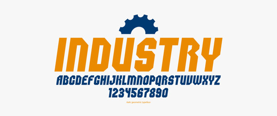 Urban italic massive geometric font for logos and emblems, minimal strong vector typeface, typography with no round elements, only corners and straight lines geometry.