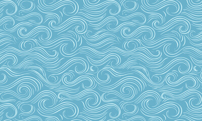 Intricate Swirling Wind and Wave Seamless Pattern