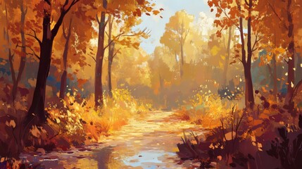 Sunny autumn day in the forest