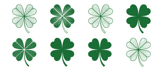 Green four leaf clovers, lucky symbol design for St. Patrick's Day