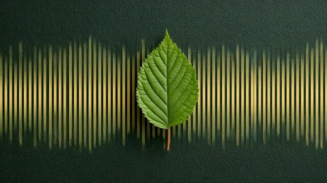 Green energy concept illustration with leaf, electricity plug against stock market chart background. Renewable energy, sustainability, financial growth concept, nature tech, eco-friendly solution