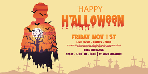 vector illustration of a scary Halloween banner design