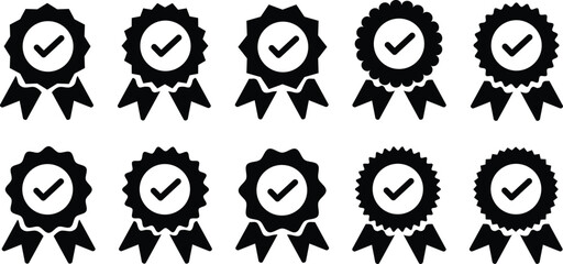 Verified Badge and Checkmark Icon Set – Approval and Social Media Verification Symbols for Instagram and Online Profiles.