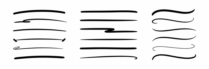 Underline set, graphic design element, text highlight, accent mark, scribble