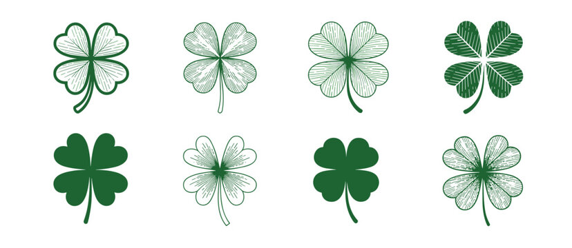 Clover leaf designs vector, lucky charm, four leaf, st patricks day, plant