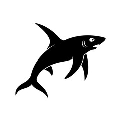 Fototapeta premium Hammerhead shark head full black silhouette distinct shaped fish vector illustration