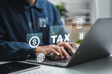 Businesses that use computers to complete personal income tax forms online to pay taxes, government taxes, state taxes, data analysis, documents, financial research, reports, tax refund calculations.