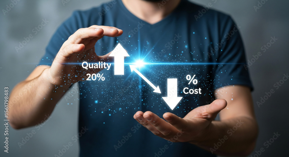 Poster balancing quality and cost achieving optimal value in business