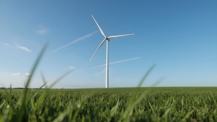 Wind Turbine Against Golden Sunset and Soft Light Flares