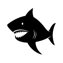 Naklejka premium Shark head full black silhouette fierce marine predator vector illustration