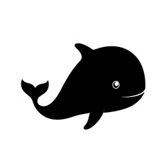 Fototapeta premium Sperm whale head full black silhouette large sea creature vector illustration