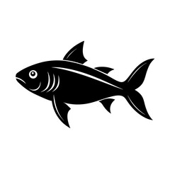 Fototapeta premium Vintage fish engraving full black silhouette antique ocean style vector illustration