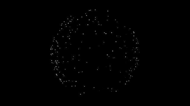 AI Particles Sphere Minimal V3, Animation to depict AI Technology, Big Data, Connectivity, and Processing, generating AI Content – 8-second seamless loop, white particles on a black background. - Powered by Adobe