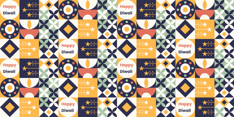 Happy Diwali grid pattern design.