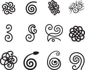 Black abstract decorative swirls and patterns vector