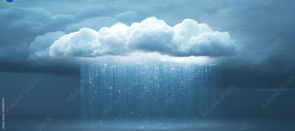 Aufkleber digital rain from ominous clouds a storm of global information and technology access points