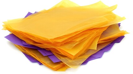 Stack of Yellow and Purple Tissue Paper Sheets