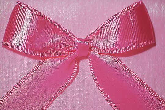 A close up view of a beautiful pink ribbon bow - Powered by Adobe