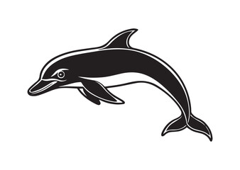 Fototapeta premium Dolphin Silhouette, Dolphin Vector, Dolphin Icon Illustration