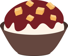 Korean Shaved Ice Dessert Patbingsu Illustration for Summer