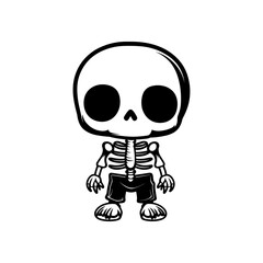 Chibi Skeleton Vector Silhouette