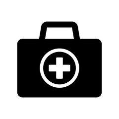 First aid box icon, medical briefcase icon.