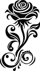 rose vector elegant floral tattoo style ornamental black silhouette decorative design