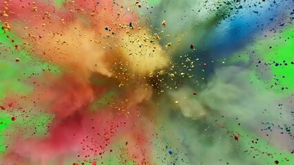 Colorful Powder Explosion on Green Screen - Powered by Adobe