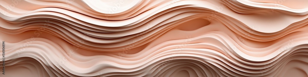 Poster elegant and subtle pastel peach wave pattern with minimalist 3d texture for stylish text placement