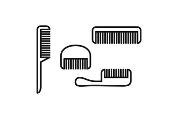 various types of combs icon line set