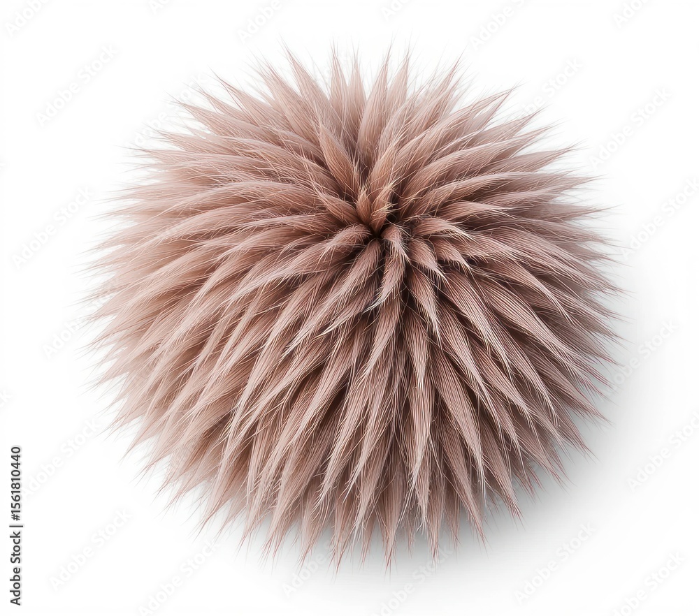 Poster soft brown balls shape with fur. 3d furry texture design element isolated on white background. adorn