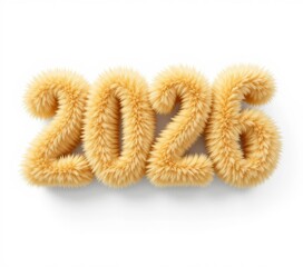 New Year's Furry 2026: A soft, furry "2026" in a pastel hue, perfect for the new year, displayed on a simple, yet elegant backdrop
