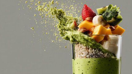 Smoothie blending animation with accurate swirl and branding zone.