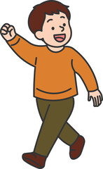 Boy Walking Energetically in Autumn Clothes