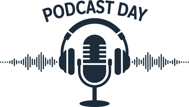 Podcast Day Illustration with a microphone headphones and sound waves perfect for promoting podcasting events audio content creation or celebrating the world of audio entertainment