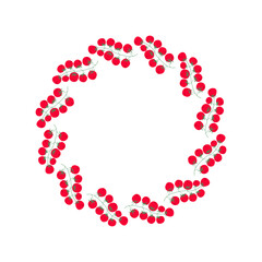 Tomato Branches circle frame set. Doodle wearth Hand drawn round line border, leaves and tomatoes, wedding invitation and cards, logo design and posters template. Elegant minimal style floral set