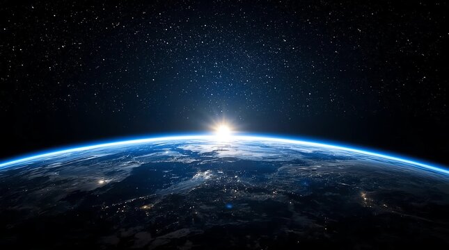 blue sunrise, view of earth from space - Powered by Adobe