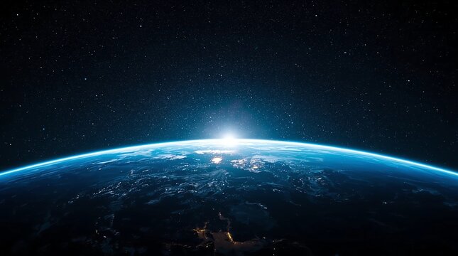 blue sunrise, view of earth from space