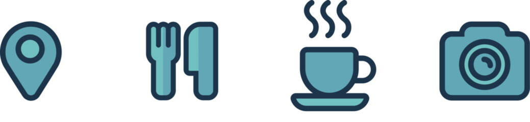 Travel and Lifestyle Vector Icon Set.