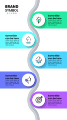 Infographic template. Vertical line with 5 steps