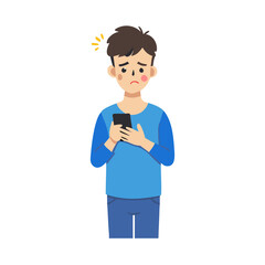 A Simple Vector Illustration Of A Young Men Worried
