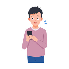 A Simple Vector Illustration Of A Young Men Worried
