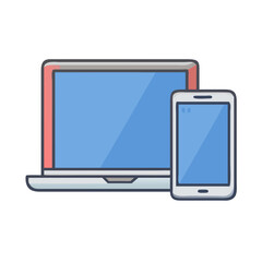 Laptop And Smartphone Simple Vector Icon
