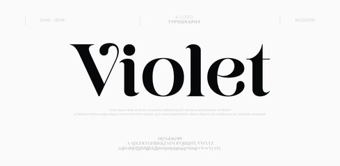 Violet Elegant alphabet letters font logo classic minimal fashion designs. Typography modern sans fonts and number for logo brand. vector illustration