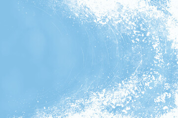 Winter blue background with white falling snow. Frosty blue background. Snowfall winter background. Ice skating border background